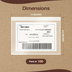9.5x12 Shipping Label Sleeves 100 Pack Strong Adhesive Back for Secure Package Labelling, Protects Documents with Packing Slip Pouches Packing Sleeves for Mailing and Packaging -WaterProof and Durable
