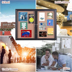 48x36 Inch Lockable Enclosed Bulletin Board, Weather-Resistant Outdoor Noticeboard with 2 Locking Doors, Wall-Mounted Black Aluminum Frame & Cork Presentation Board