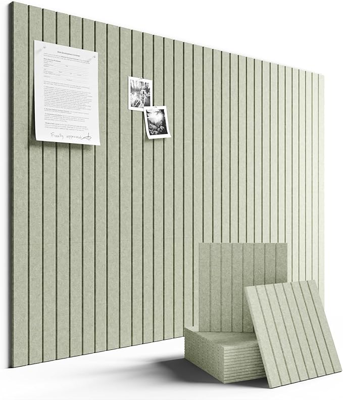 Fluxynara Large Felt Bulletin Board 48" x 36" Cork Board Alternative-12 Pack with 70 Safe Removable Adhesive Tabs, Cork Boards for Walls Cork Board for Home Office Classroom Pin Board (Sage)