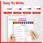2 To Do List Notepads, Daily Planner Notebook with Tear-off Design, Undated Writing Organizer for Daily Tasks and Goal, Coiled Task Track Checklist Productivity Pad for Office, Classroom, Home, School