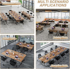 Conference Table Flip Top Mobile Conference Room Tables,Folding Conference Table with Wheels,Large Meeting Training Seminar Table Saving Space for Office Classroom(6B,55.1'')