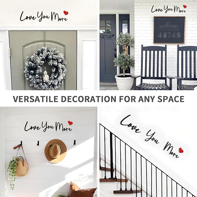 Love You More Wood Sign Home Decor Boho Decor Wall Decor Express Love and Warm for Your Family Lovers Wall Art Gift Hallway Entryway Door Farmhouse Valentine Decors Bedroom Above Bed Topper Decoration