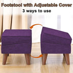 FAGAGA Storage Ottoman, Small Foot Stool Ottoman with Storage, Modern Foot Rest with Adjustable Lid and Sturdy Wood Legs for Living Room, Bedroom, Couch, Enterway(Purple)