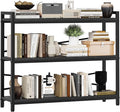 3 Tier Bookshelf 39.37" Width, Dorm Desk Hutch, Desk Shelf, Long Industrial Bookcase, Wooden Large Book Shelf for School Home Living Room Bedroom Office Storage(Black)