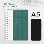 Spiral Notebook-5.75" x 8.125" College Ruled Journal with Inner Pockets and 160 Pages,PU Leather Cover Business Journal, Twin-Wire Binding Notebook Perfect for Office & Home School Supplies 6 pack Black/Green