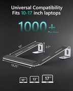 JCZT Aluminum Laptop Stand, Notebook Stand with Wrist Rest, Ergonomic Detachable Laptop Mount, Computer Stand Compatible with 10-17'' All Laptops Such as MacBook Air Pro/HP/Dell/Lenovo, Silver