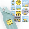 Large Name Labels for Kids (33) - Custom Stickers for Daycare and School Supplies - Durable, Waterproof Stickers for Water Bottles, Lunch Boxes, and More with Unique Designs - Constructions
