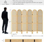 Svimi Room Dividers and Folding Privacy Screens, 5.6 Ft Double Hinged Rattan Partition Freestanding Wall Room Divider for Home - 6 Panels (Natural)