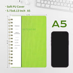 Spiral Notebook-5.75" x 8.125" College Ruled Journal with Inner Pockets and 160 Pages,PU Leather Cover Business Journal, Twin-Wire Binding Notebook Perfect for Office & Home School Supplies Light Green
