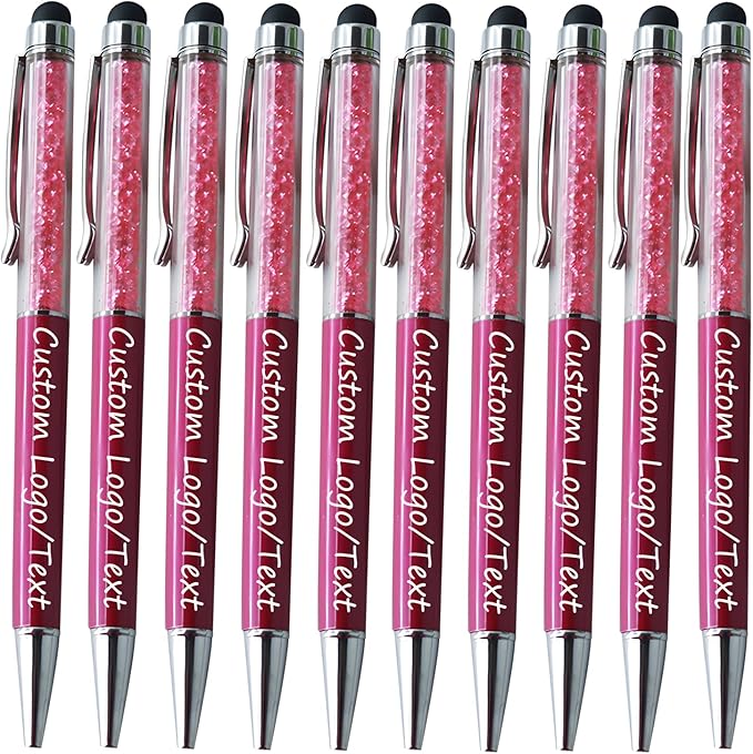 Yucold Customized Pens with Name/Logo - Touch Screen Stylus Ballpoint Pen, Perfect for Weddings, Business & Personalized Gifts (Wine red,10)