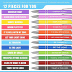 Zonon 12 Pcs Inspirational Pens Bulk Funny Ballpoint Pen with Stylus Tip Motivational Gifts for Valentine's Day Teacher Coworkers Nurse School Office Supplies(Fresh Color,Bible Style)