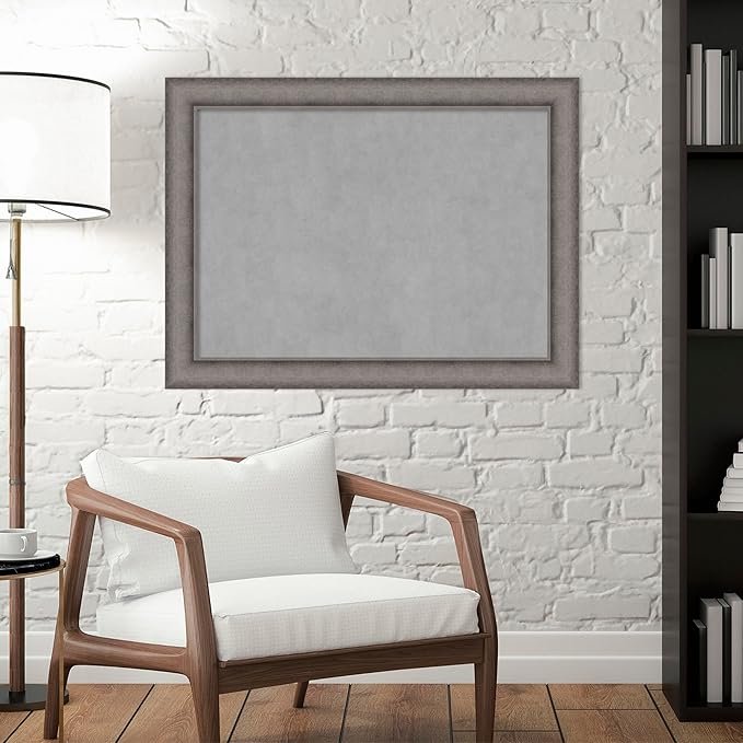 Amanti Art Grey Framed Magnetic Board 24x32 Medium Vision Board for use with Magnets, 100% Metal Sheet to Display Items as Office Decor or for Home Organization in mudroom, Kitchen or Kids Room