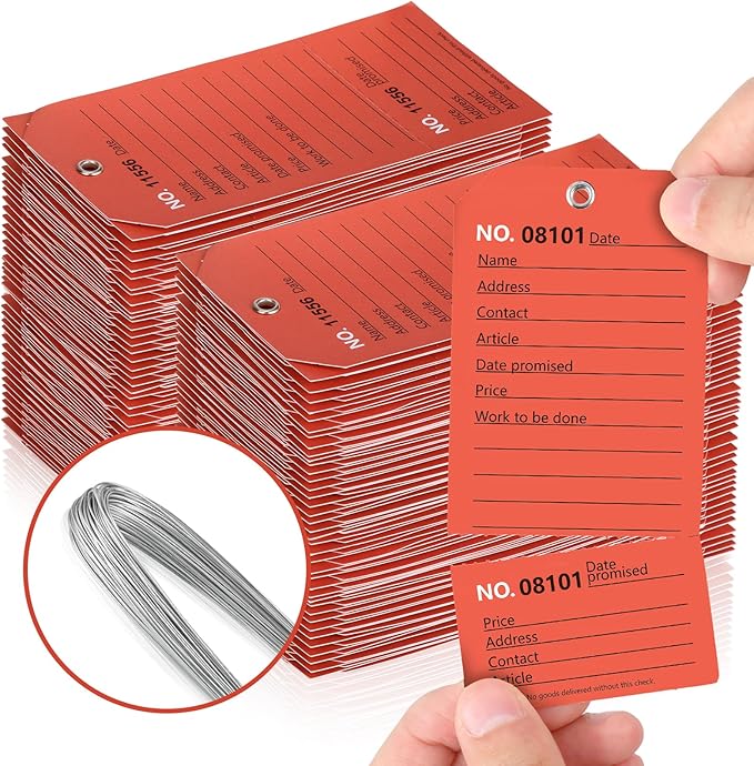 200 Pack Red Repair Tags with Wire Rope Service Repair Tags Numbered with Wire Durable 2.6 x 5.25 Inch Labels for Production Equipment Maintenance Price Notice (200, Red, 2.6x5.25in)