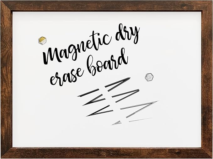 Loddie Doddie Magnetic Dry Erase Board - 18 x 24 in, Rustic Frame - Easy-Clean Surface & Whiteboard for Wall - Magnet Board - Vertical & Horizontal Mounting Hanging Whiteboard