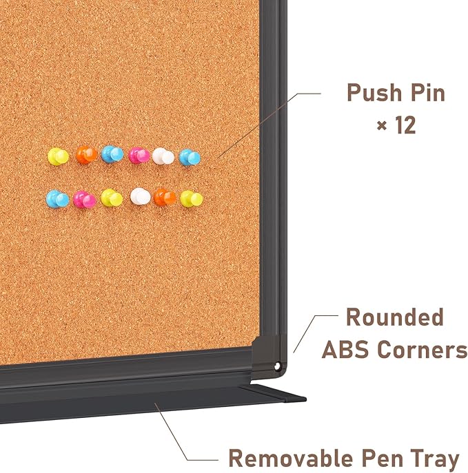 maxtek Combination White Board & Bulletin Cork Board 24 x 18 Whiteboard Magnetic, Combo Dry Erase Board with Black Aluminum Frame, 2' x 1.5' Hanging Message Board Wall Mounted for Homeschool Office