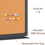 maxtek Combination White Board & Bulletin Cork Board 24 x 18 Whiteboard Magnetic, Combo Dry Erase Board with Black Aluminum Frame, 2' x 1.5' Hanging Message Board Wall Mounted for Homeschool Office