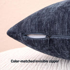Amazon Basics Chenille Throw Pillow Covers, Home Decor Lumbar Cushion Cover for Bedroom Living Room Couch Bed, 12" W × 20" L, Navy Blue