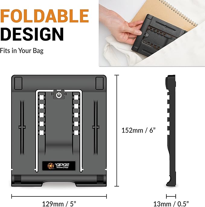 Portable Tablet Stand for Desk, Multi-Angle iPad Holder, Non-Slip Base, Foldable & Travel-Friendly for iPad, iPhone, Kindle, Galaxy Tablets