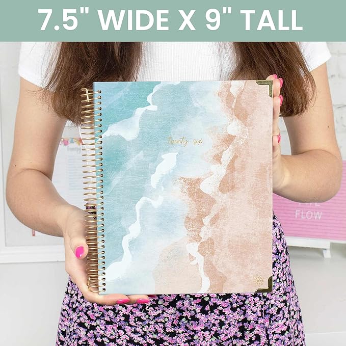 bloom daily planners 2026 Hardcover Calendar Year Goal & Vision Planner (January to December) - Monthly & Weekly Agenda Organizer - 7.5" x 9" - Ocean Oasis