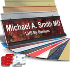 Personalized Name Plate with Choice of Mounting Holders for Walls, Doors, Cubicles, Hanging and More - Custom Gloss Rustico Granite Plastic White Letters - USA Made 2x12 - S2