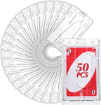Gersoniel 50 Pieces Vertical 2 Card Heavy Duty Badge Holder Hard Plastic Clear Plastic Vertical Name Badge ID Card Holders Sleeve Protective Clear Badge Cover with Thumb Slot