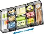 Marbrasse Expandable Desk Drawer Organizer, Mesh Drawer Organizer Tray with 10 Adjustable Compartments, Desk Organizers and Accessories for Office Supplies (Longer Expandable Drawer Organizer-B)