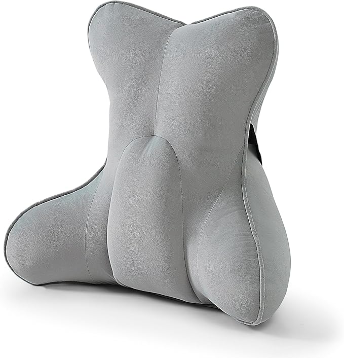 Ailuteie Lumbar Support Pillow(Pat. Pend) – Multi-Functional Ergonomic Back Cushion for Office Chair, Car Seat & Sofa, Reading Pillow with Firm Multi-Zone Support to Relieve Lower Back Pain,Zinc Gray