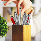 DISCOUNT PROMOS Stylus Ballpoint Pens Set of 10, Bulk Pack - Black Ink, Great for Office, School, Business, Tradeshows, Events - Red