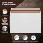 200 Pack 6.5x4.5 inches Rigid Mailer Self Seal Photo Document Mailers, Stay Flat White Cardboard Shipping Envelopes, Photography Mailers for CD, Photos, Document