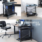 VIVO Large Mobile Adjustable 2-Tier PC Stand, Premium Gaming CPU Computer Tower and Mouse Storage, Rolling Floor Cart, Locking Caster Wheels, Black, CART-PC03P