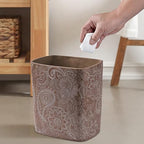 Polytree Boho Flowers Bathroom Trash Can 1.8 Gallon(7 Liter) Small Kitchen Garbage Can,Living Room Bedroom Trash Can, Decor Wastebasket for Home Office,Retro Brown