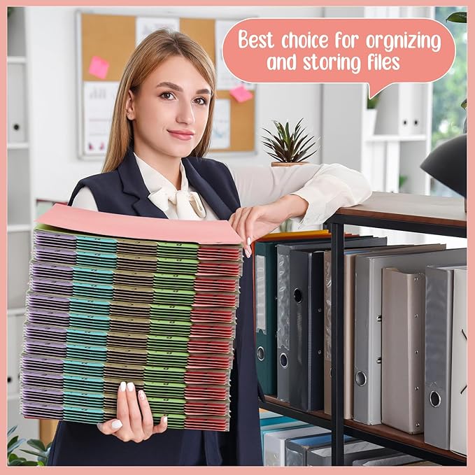 Noveread 1 Set 25 Alphabet File Dividers A-Z Tab Letter Size 1/5 Cut Tab Positions Alphabetical Number File Folder Organizer Guides Cabinet and Desk Dividers for School Office(Simple Color)