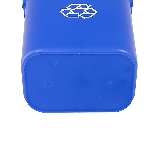 Amazon Basics Trash Can, Rectangular Commercial Office Wastebasket, Recycle Logo, 10 Gallon (Pack of 1), Blue