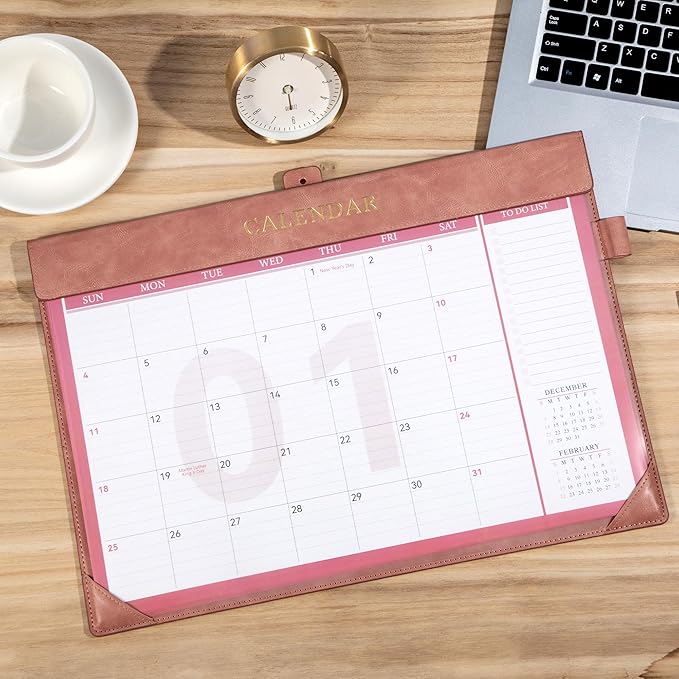 Yoment Desk Calendar Refill 2026-2027, July 2026-Dec 2027, Large 10"x16" Monthly Planner with to-do Lists 18 Months Calendar for Office School Home, Pink
