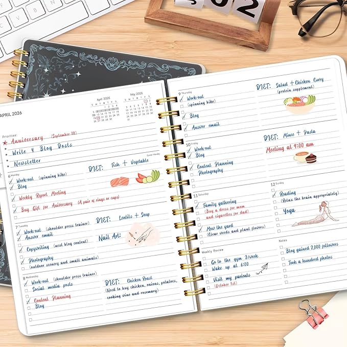 2026 Planner 8.5 x 11, Large Weekly Monthly Planners with Tabs, A4 Spiral Bound Daily Calendar 2026 Planner, 12 Month Agenda from Jan. to Dec., Flexible Cover Appointment Book(Color Butterfly)