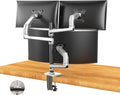 Ergounion Triple Monitor Mount, Holds Screens up to 40 Inches and 25 lbs, Fully Adjustable 3 Monitor Desk Mount with C-Clamp and Grommet Base, Aluminum, Silver