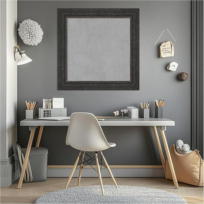 Amanti Art Black Framed Magnetic Board 25x25 Medium Vision Board for use with Magnets, 100% Metal Sheet to Display Items as Office Decor or for Home Organization in mudroom, Kitchen or Kids Room
