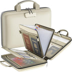 Fireproof File Organizer with Lock, Hard-Shell Case Fireproof Document Box with 13 Pockets Accordion File Folder, Important Document Organizer for Letter A4 Files Laptop Passports (Beige)