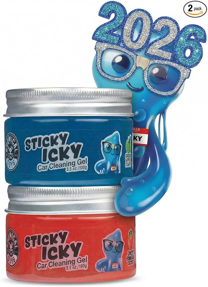 Chemical Guys Sticky Icky Car Cleaning Gel, Green Apple & Sweet Strawberry Scent - Detailing Kit, Car Dust Crevice Cleaner, Slime Auto Air Vent, Cleaning Putty For Keyboard Cleaner (2 Pack) - CJK1002