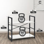 CAPHAUS 2 Tier Small Bookshelf, 24 Inch Width Free Standing Shelf, Bookcase Shelf Storage Organizer, Industrial Book Shelves for Home Office, Living Room, White Shelves & Metal Frame