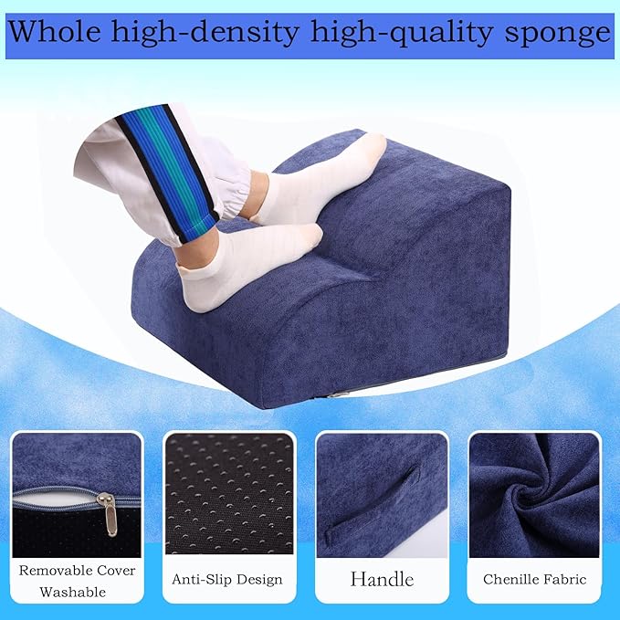 OpyTikar Foot Rest for Under Desk at Work.Multifunctional 3-Tier Foot Stool,with Washable Footrest.for Under Desk,Office Chair Gaming Chair & Sofa,Leg Elevation Pillow,Supports Posture (Dark Blue)
