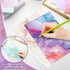 TaoBary 160 Pcs Stationery Paper Set 50 Double Sided Stationery Papers with 50 Matching Envelopes and 60 Round Dot Sticker, 10 Design(Marble,5.5 x 8.25 Inch)