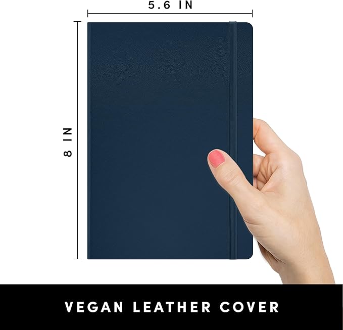 PAPERAGE Lined Journal Notebook, (Navy), 252 Pages, Medium 5.6 in x 8 in - 100 GSM Thick Paper – Hardcover Journaling Notebook for Work, School & Note Taking