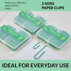 NEEWAY Colorful Paper Clips Assorted Sizes, Small and Large Paperclips, 210 Count, 3 Pack of 70 (Green)