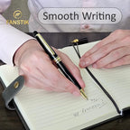 FANSTIK Customized BallPoint pen with name (MADE IN USA), stainless steel, black and gold, luxury engraved pen personalized for men and for women. (BallPoint Black-Gold)