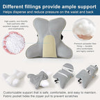 Ailuteie Lumbar Support Pillow(Pat. Pend) – Multi-Functional Ergonomic Back Cushion for Office Chair, Car Seat & Sofa, Reading Pillow with Firm Multi-Zone Support to Relieve Lower Back Pain,Zinc Gray