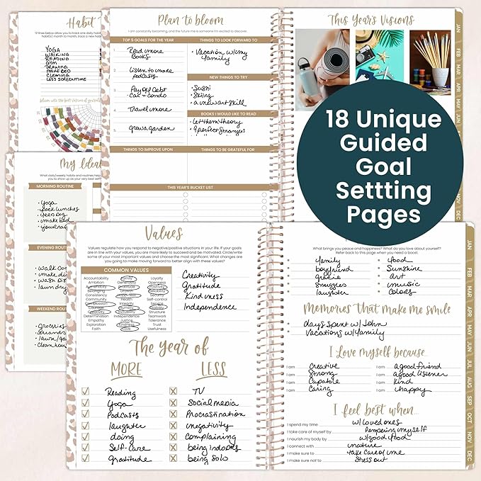 bloom daily planners 2026 Planner (January to December) - 8.5” x 11” Weekly & Monthly Dated Agenda Organizer Book with Stickers & Tabs - Flexible Soft Cover - Tan Leopard
