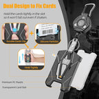 Oaridey Retractable Badge Holders, Heavy Duty Retractable Keychain with Tactical ID Card Holder (Holds 6 Cards) - 31.5” Badge Reel Key Chain