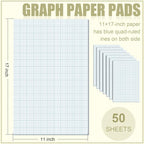 Ctosree 6 Pcs 11 x 17 Quadrille Pads 4 Squares Per Graph Paper Pad Back to School Engineer Grid Paper Pad for School Supplies 50 Sheets/Pack