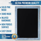 HBCY Creations 18" x 24" Rustic Blue Solid Wood Frame Wall Chalkboard, Magnetic Surface, Home Décor, Restaurant & Café Menus, Blackboard, Includes Chalk, Eraser & Hanging Hardware